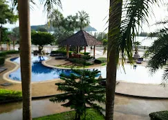 Relaxing resort atmosphere at sunset